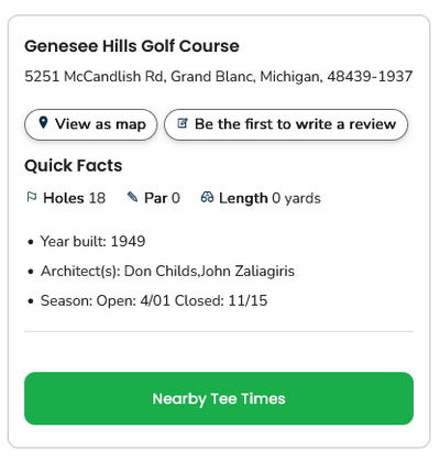 Genesee Hills Golf Course - Golf Now Listing (newer photo)